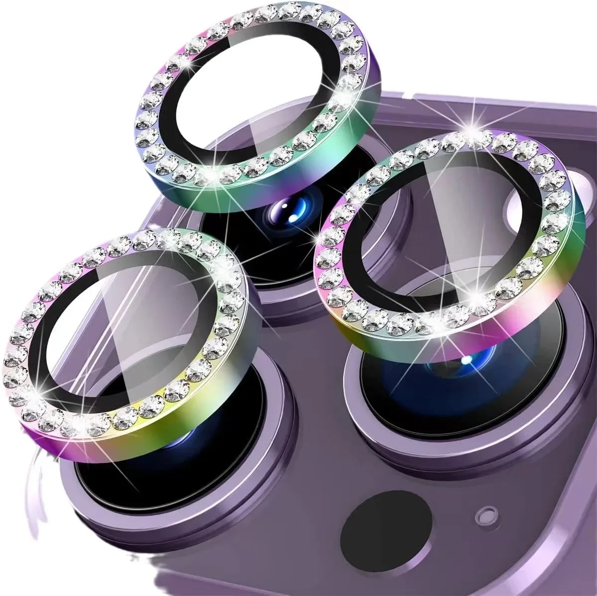 Protector de lente de cámara de cristal y Metal ostentoso para IPhone 15, 14, 13, 16 Pro Max Plus 12 Mini 15Pro 14Pro, cubierta de lente de anillo para mujer, 2-3 Uds. - imagen 4