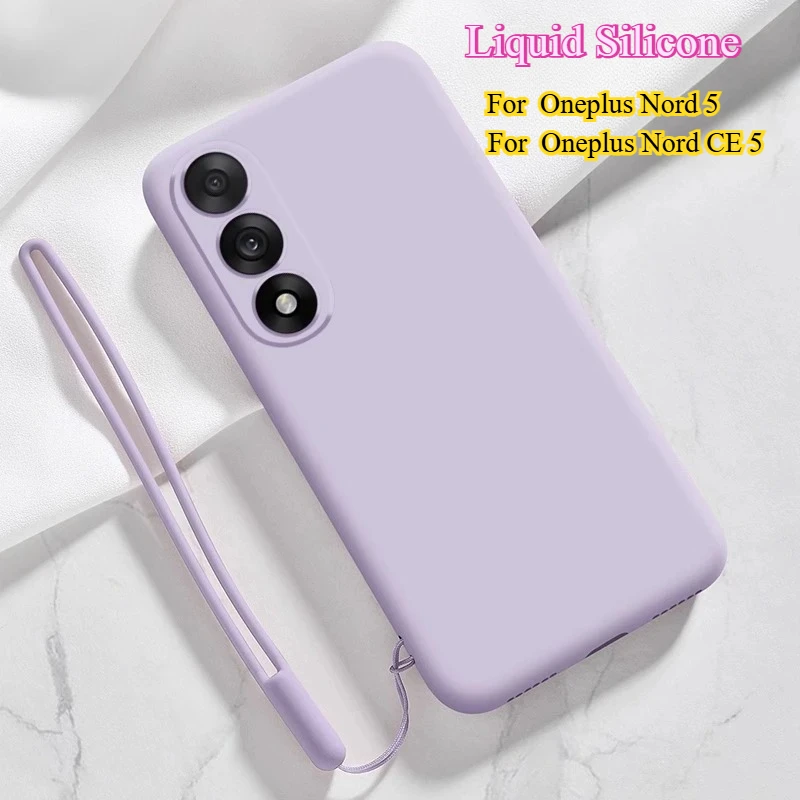 Funda de teléfono de silicona líquida para Oneplus nord 5, carcasa mate para One Plus Nord CE5, correa de parachoques a prueba de golpes, funda trasera con armadura - imagen 2