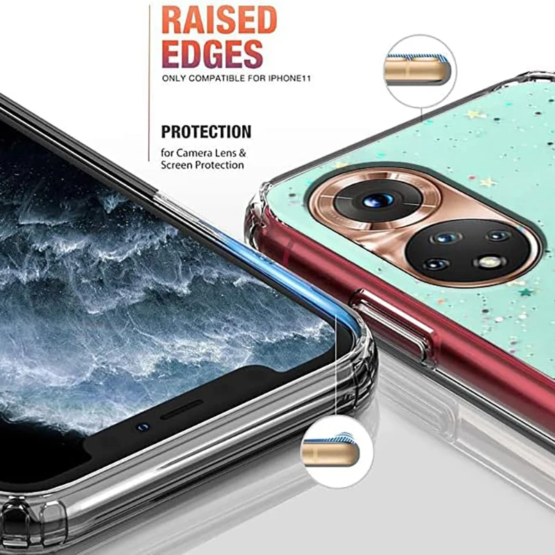 Funda de silicona con purpurina de lujo para Huawei Honor 20 Lite 30 50 60 70 80 Pro Rus 20s 30s 50 Se, funda trasera suave ultrafina - imagen 5