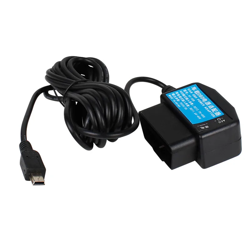 Miniadaptador de cigarrillos OBD para coche, caja de alimentación con interruptor de Cable de 3,5 m para carga de cámara de salpicadero, salida de 5V, 3A, Mini puertos USB de 5 pines - imagen 4