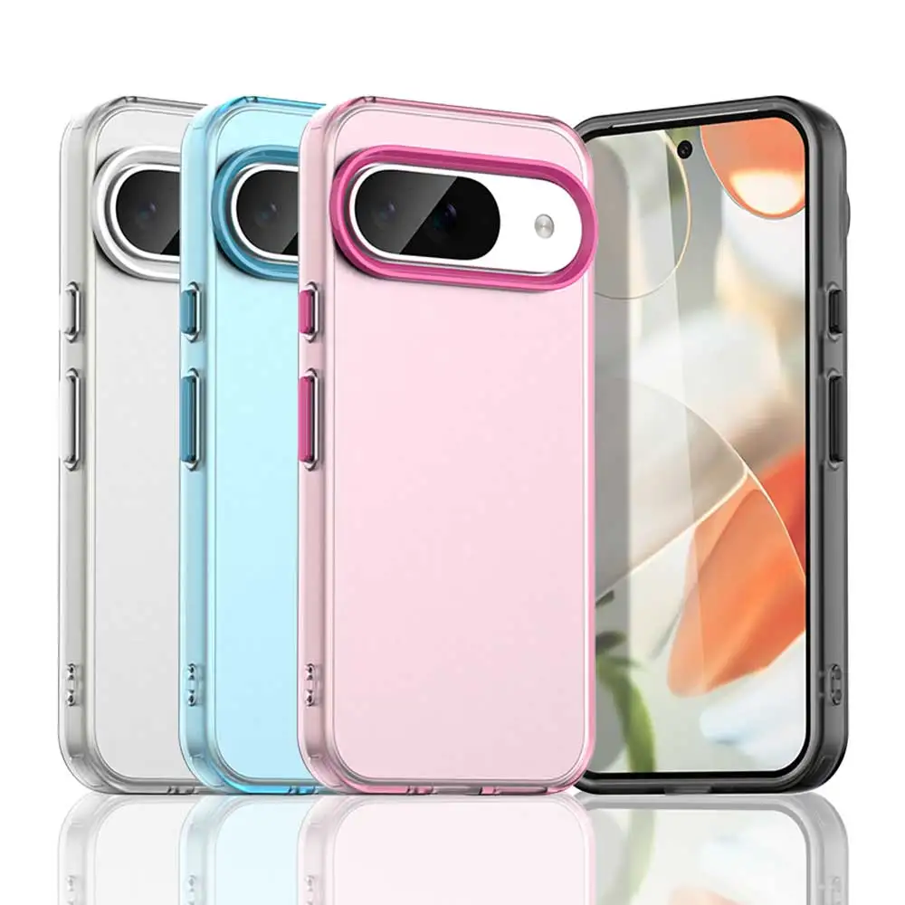 Funda esmerilada para Google Pixel 9, Funda Pixel 9 Pro XL, Funda mate translúcida para PC, Color caramelo, Parachoques trasero de teléfono Pixel 9