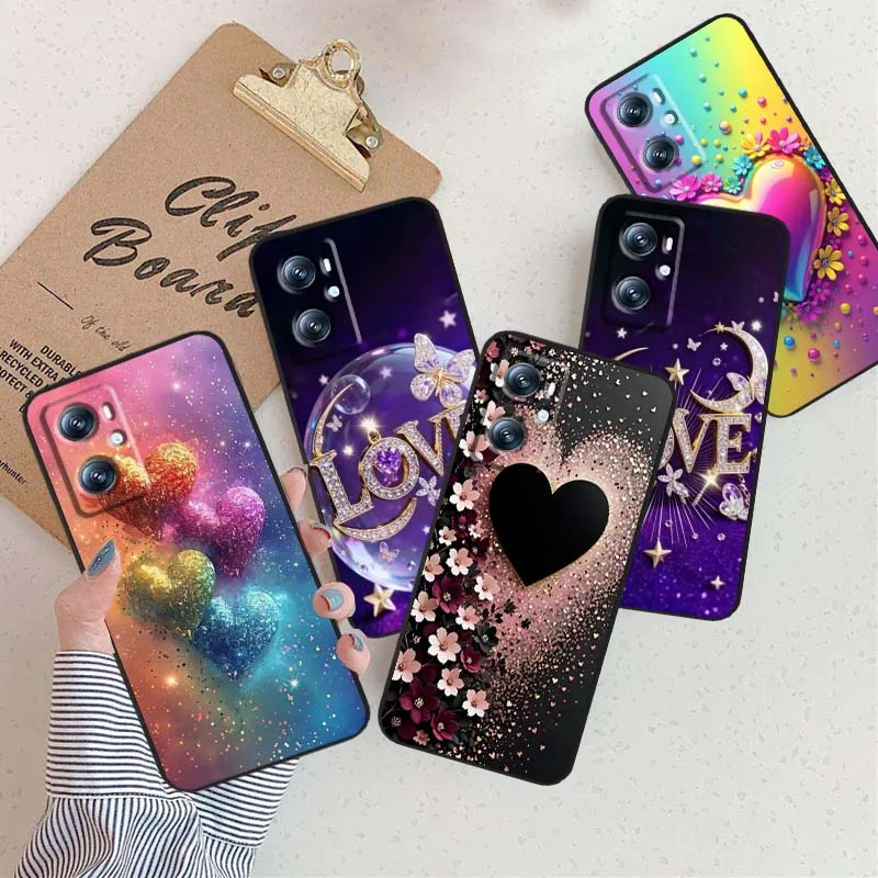 Funda de teléfono con forma de corazón de amor y arte de Color de lentejuelas para Xiaomi Redmi 12 13C 12C 13 10C 9T A2 9A 9C 7A Note 10S 8T 10 9 8 Pro 4G 5G negro