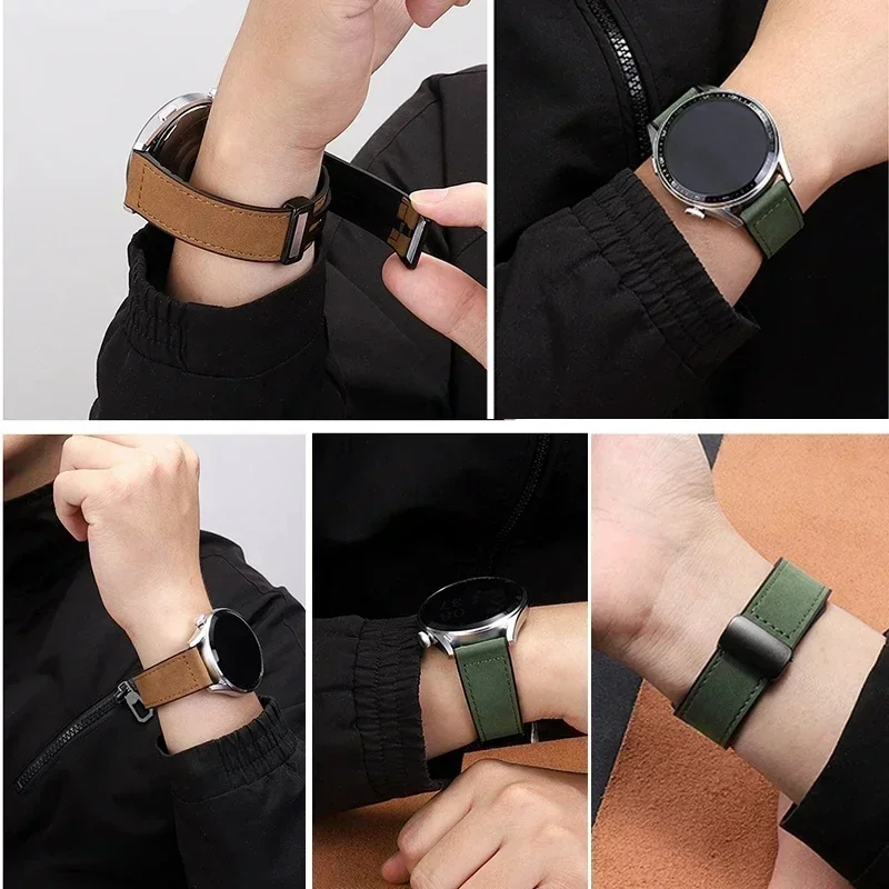 Correa magnética de cuero y silicona de 22mm para correa C20 Pro, pulsera de repuesto para reloj inteligente, Correa para nueva pulsera C20 Pro C25 C26 - imagen 5