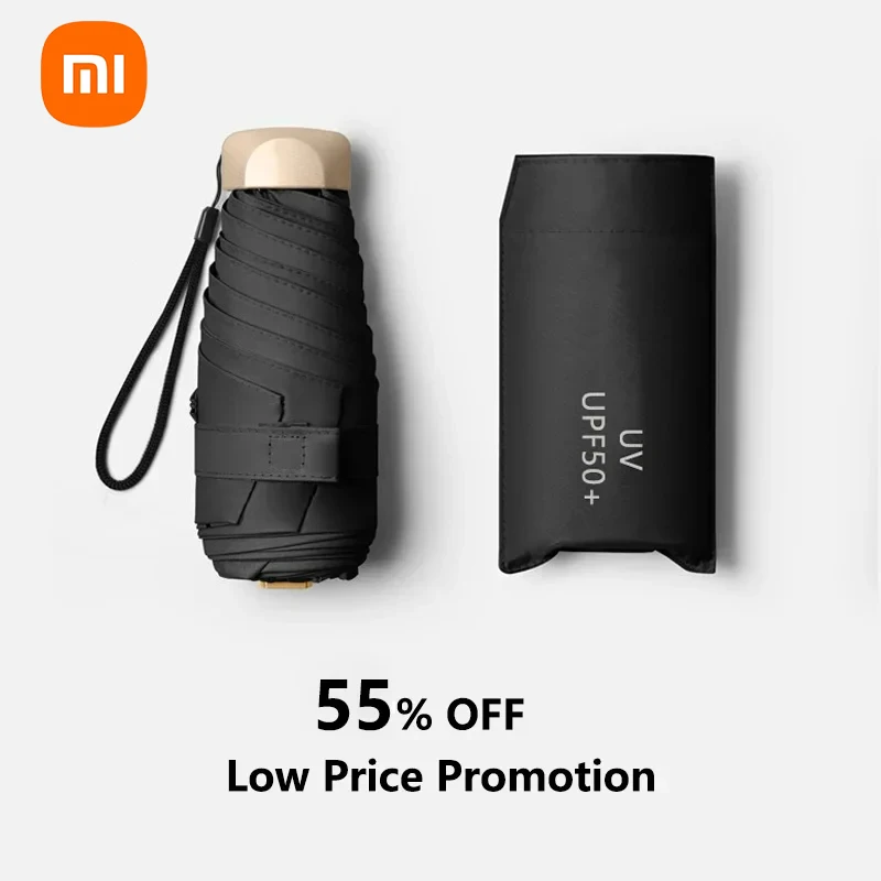 Miniparaguas plegable de vinilo para la lluvia, Parasol de bolsillo pequeño con protección UV ultravioleta, cápsula de 55% de descuento