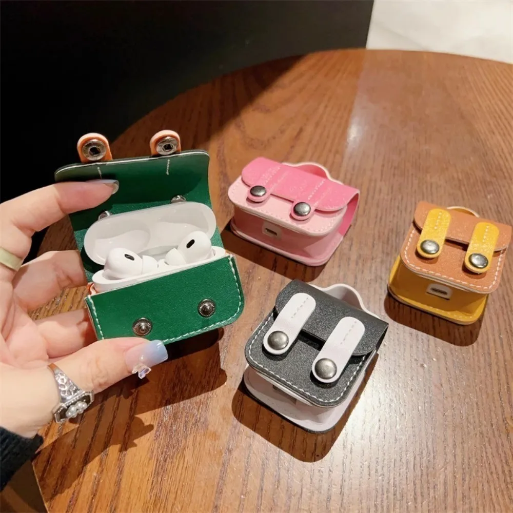 Funda escolar texturizada de cuero para Apple Airpods 2 y 3 generación, Carcasa protectora para AirPods Pro de 2. ª generación - imagen 3