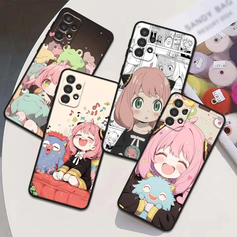 Anya Forger Anime para Samsung Galaxy A54 A55 A56 A70 A71 A72 A73 J4 J6 M02 M11 M12 5G funda de teléfono negra