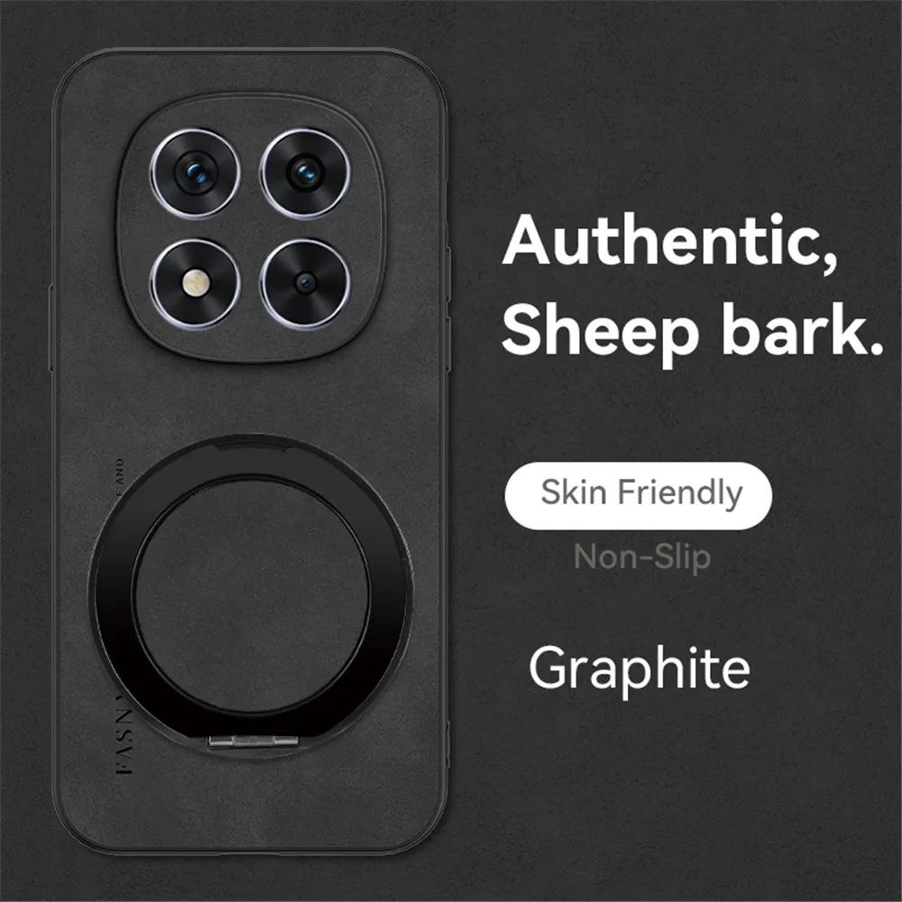 Funda de teléfono con soporte de cuero magnético de piel de oveja de lujo para Xiaomi Poco X7 X6 X5 X3 Pro M7 M6 F6 POCO C65 C75 soporte a prueba de golpes - imagen 5