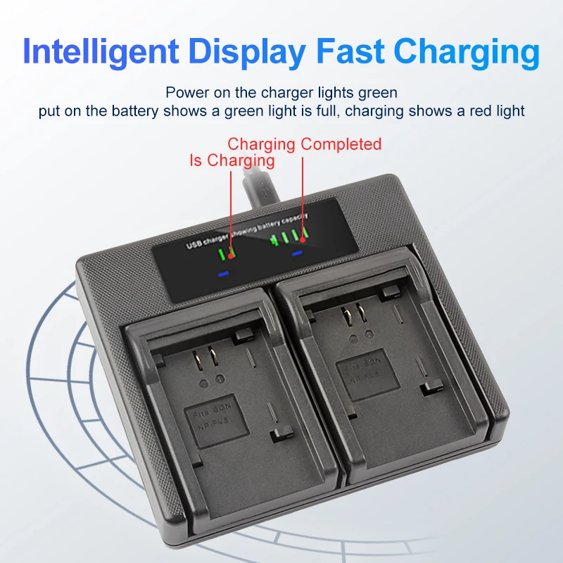 Cargador de batería NP-FV5 con pantalla LCD + cable de carga USB - imagen 5