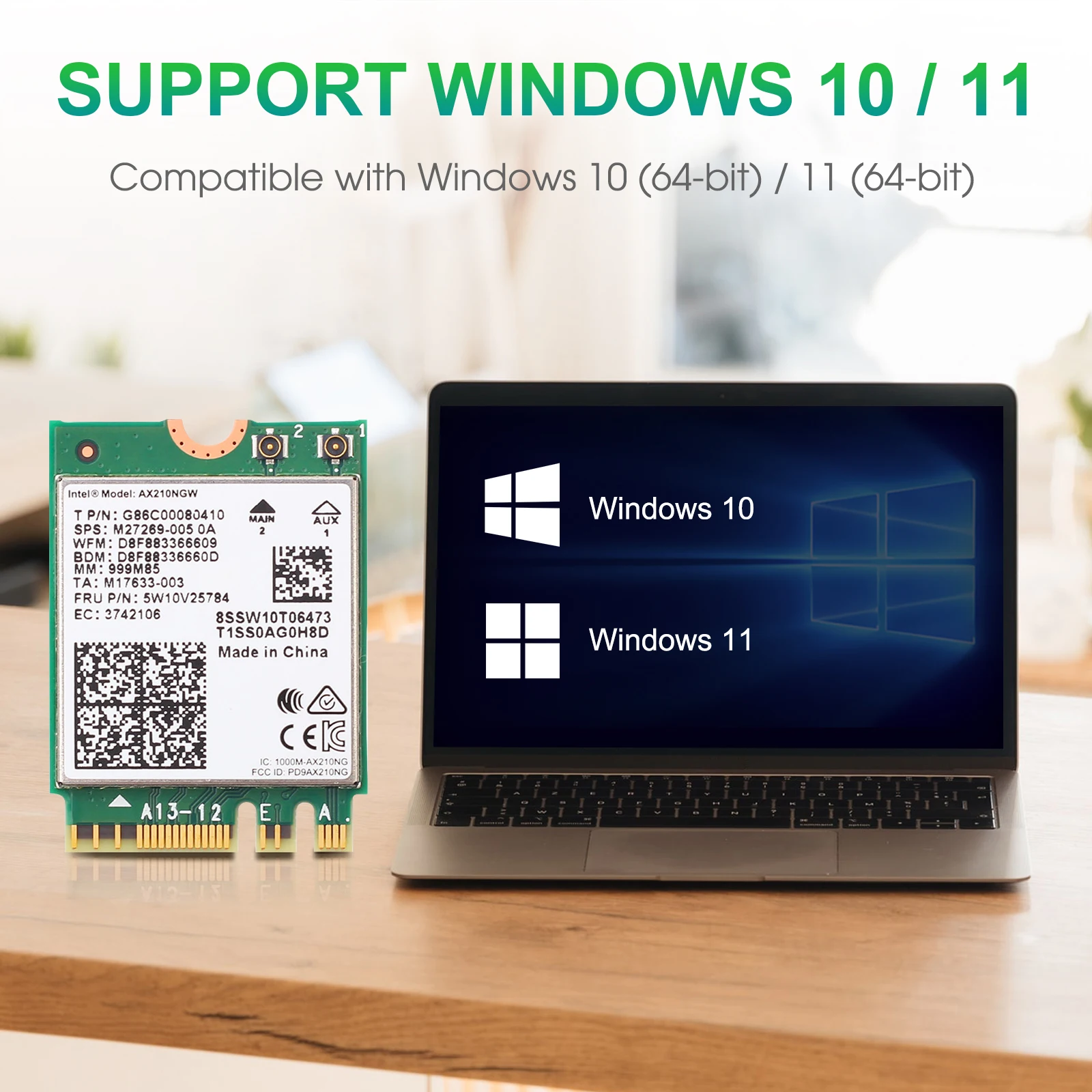 EDUP AX210 5374Mbps alta velocidad BT5.3 WIFI 6E tarjeta inalámbrica MU-MIMO 802.11AX compatible con Windows 10 /11 seguridad avanzada WPA3 - imagen 5