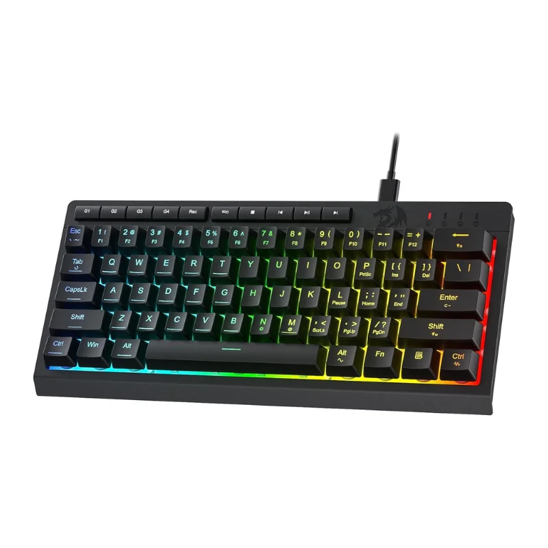Redragon K522 Teclado para juegos de membrana RGB con cable al 60%, interruptor de sensación mecánica lineal compacto de 61 teclas