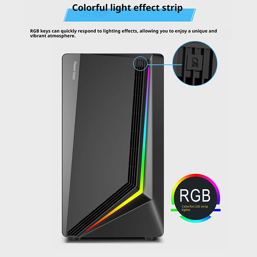 Power Train Zhijie V3 M-ATX RGB tira de luz colorida ITX PC gaming case lado transparente 240 refrigeración por agua caja de computadora de escritorio - imagen 2