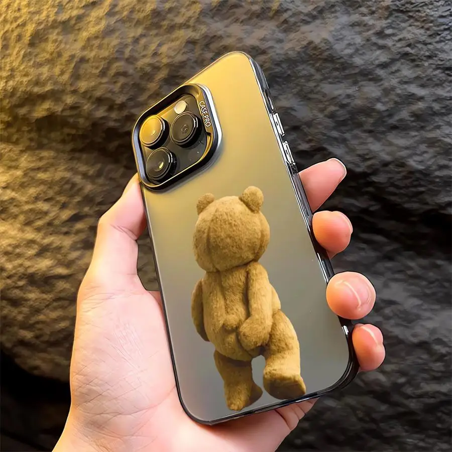 Funda trasera de oso de peluche para teléfono Apple iPhone 15 16 Plus 14 Pro 13 X XS Max 12 Pro 11 Pro Max XR 13 Pro Max, funda de lujo - imagen 5