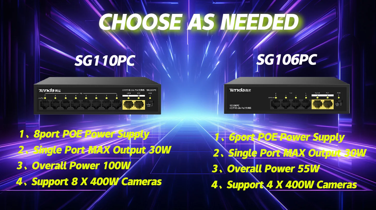 Tenda Gigabit Conmutador de red de 6 puertos PoE Power 1000Mbps AP Monitoreo VLAN 1Gbps Conmutador Ethernet de 10 puertos - imagen 3