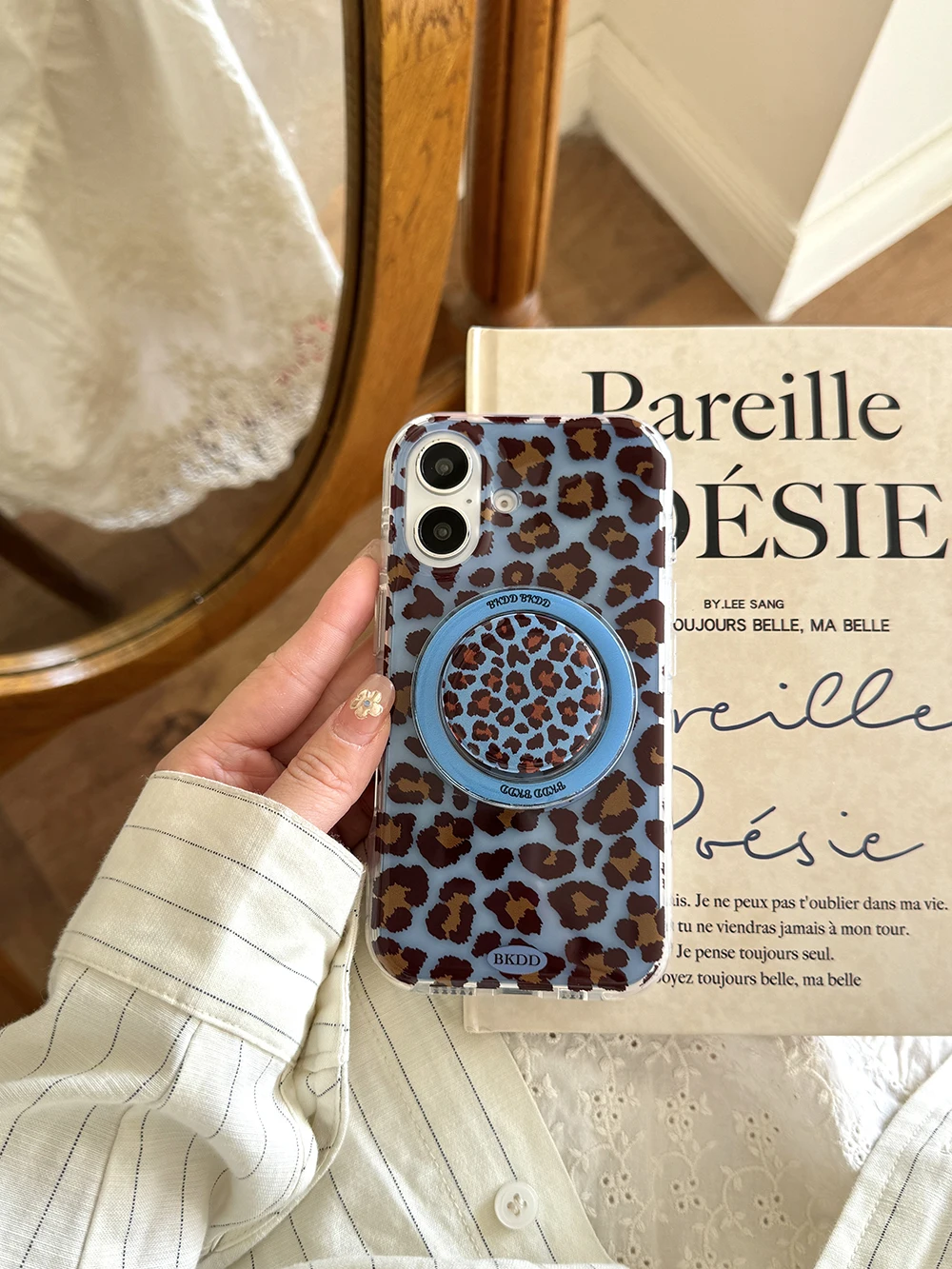 Funda de teléfono 3D de leopardo de lujo para Magsafe Grip Tok, funda con soporte magnético de carga inalámbrica para IPhone 17 16 15 13 Pro Max - imagen 5