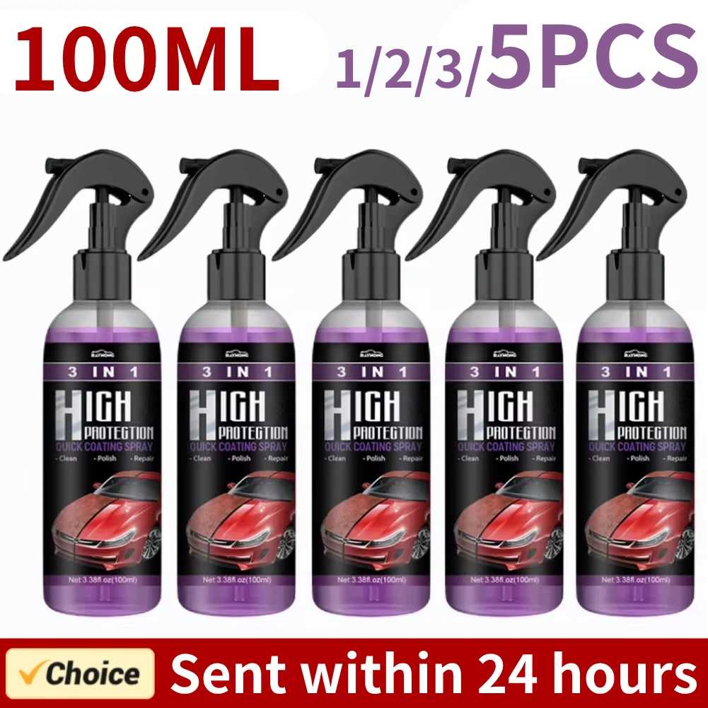 Revestimiento cerámico rápido 3 en 1 de alta protección, Nano Spray para revestimiento de coche, cera para pulido, Refresco de plástico, reparación rápida de arañazos finos