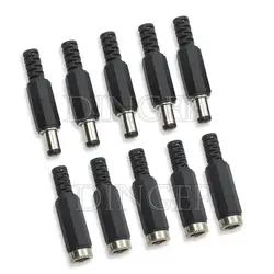 Conectores de alimentación DC macho y hembra 5,5 × 2,1/2,5 mm