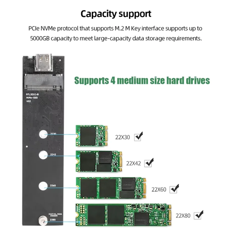Carcasa M2 SSD de protocolo único, carcasa externa M.2 NGFF SATA, adaptador M.2 a USB3.1 tipo C SSD para caja de disco PCIE NGFF SATA SSD - imagen 2