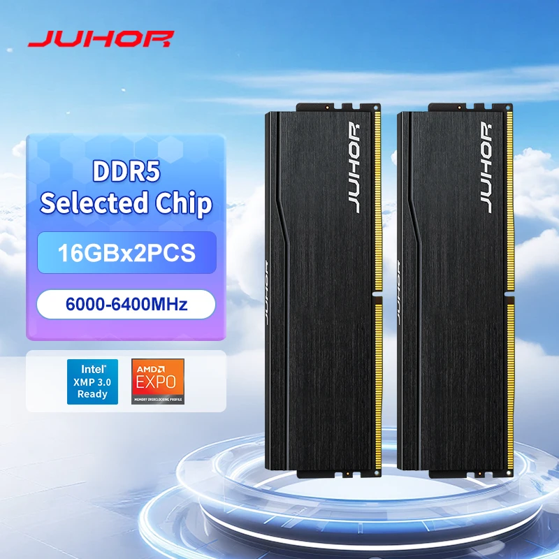 JUHOR Ram DDR5 32GB(16GBX2) 6000MHz 6400MHz DDR5 6400MHz Memoria Ram para computadora de escritorio - imagen 2