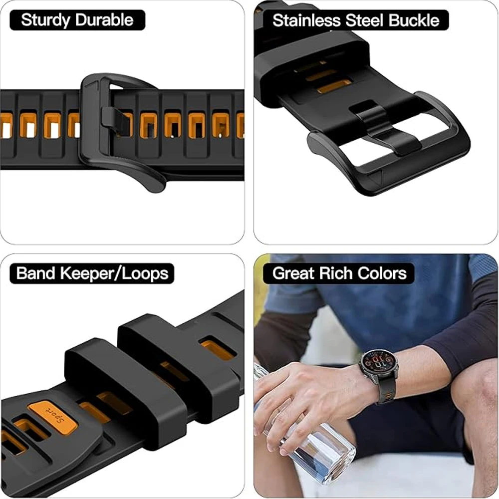 Correa de reloj Fenix8 1:1 para Garmin Fenix 8 Pro 47mm 51mm E 7 7X 6 6X 5 5X/Epix Pro/Enduro 3/970 QuickFit 22mm 26mm correa de silicona - imagen 5