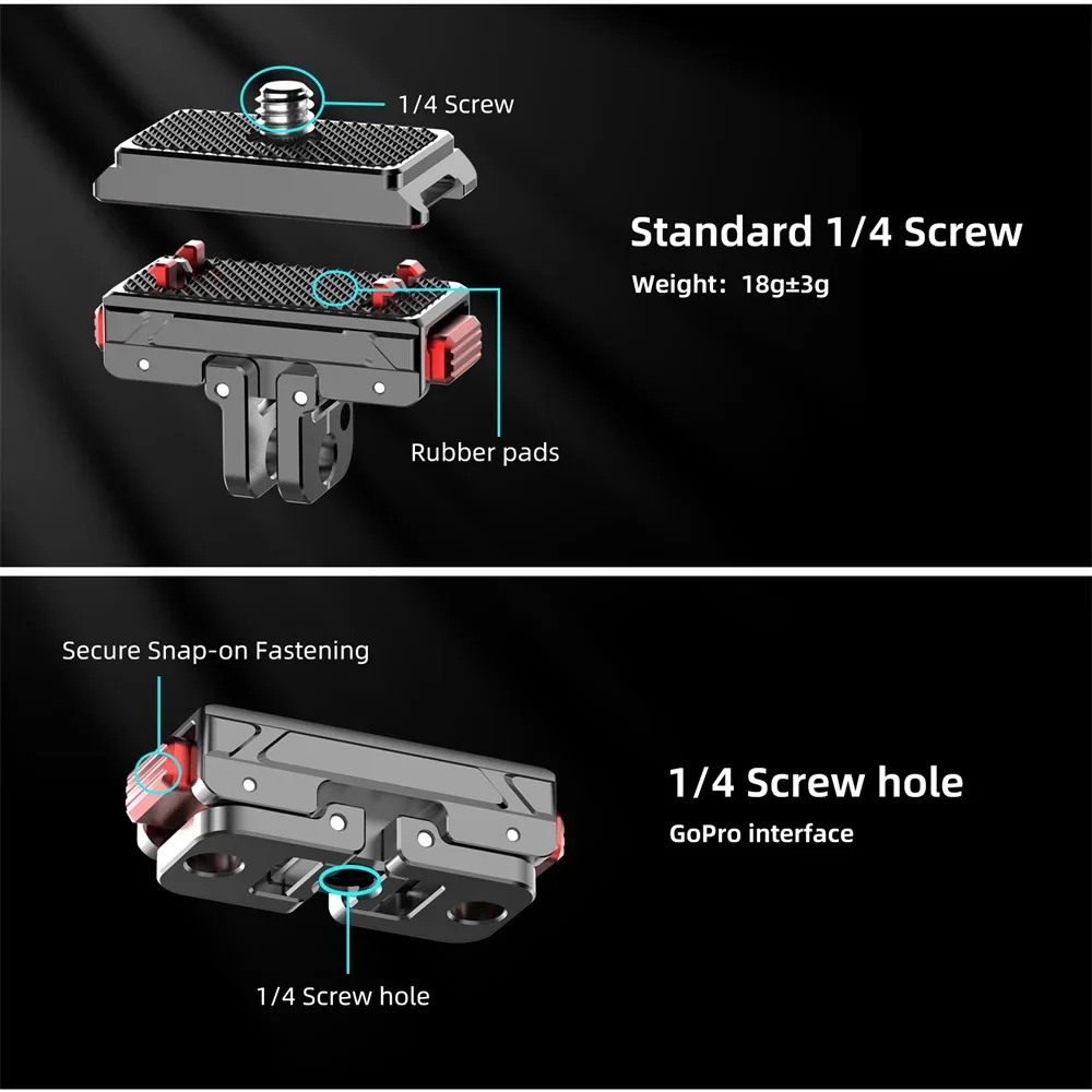 Placa de montaje magnética de liberación rápida: para Gopro 12/11/10 y Insta360 Ace Pro a trípodes/gimbals, conmutación sin herramientas