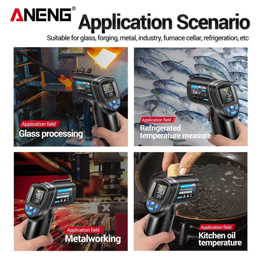 ANENG TH104 Termómetro Termohigrómetro -50~550 ℃ Medidor láser infrarrojo, pistola de temperatura, pantalla digital, prueba sin contacto - imagen 5