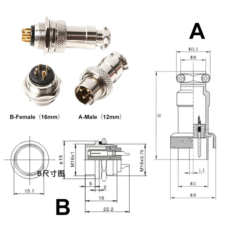 GX16 2-8pin enchufe de aviación de instalación inversa DF16 conector de soldadura M16F AB enchufe de señal Rebel M16F 300/500V conjunto macho hembra - imagen 3