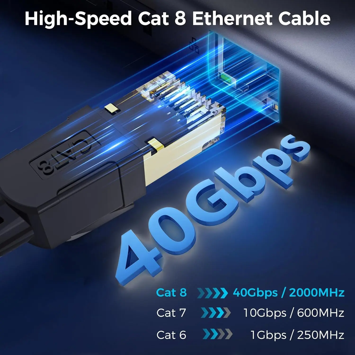 MIZIQIER Cable Ethernet Cat8 plano y redondo 40Gbps 2000MHz Cable Lan de Internet trenzado para portátiles CAT7 CAT6 enrutador PS4 Cable RJ45 - imagen 3