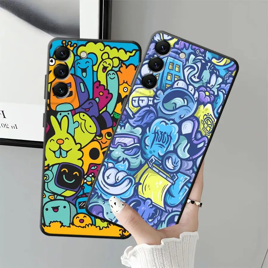 Monster Graffiti Cool funda para Samsung Galaxy A26 A72 A25 A71 A36 A35 A32 A22 A52 A51 A73 A24 A55 A41 A23 A53 teléfono suave negro - imagen 3