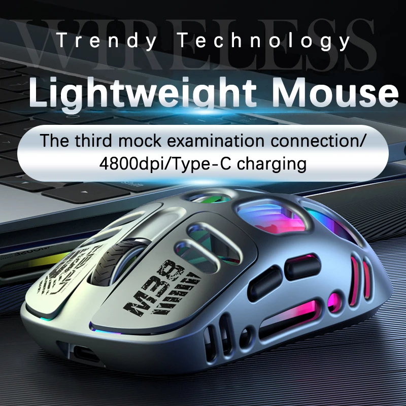 UTHAI M38 nuevo Bluetooth tres modos ratón inalámbrico carga RGB emisor de luz mecánico sonido hueco ratón para juegos - imagen 2