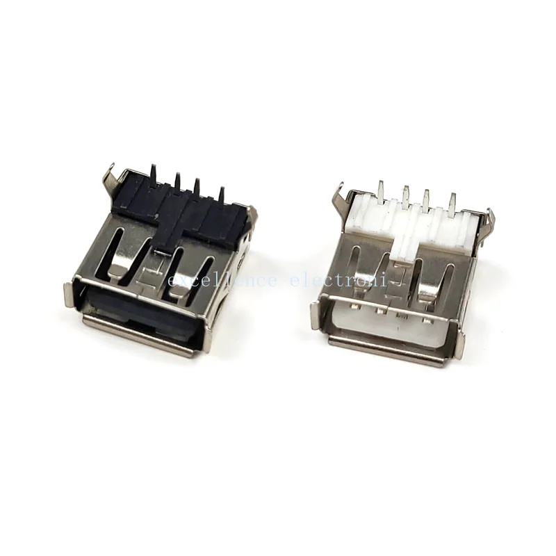 Conector USB-A Hembra 4 Pines Ángulo Recto para Soldadura PCB