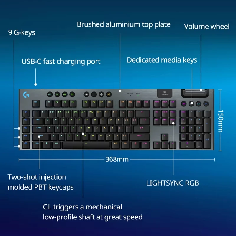 Teclado mecánico ultrafino inalámbrico Logitech G915X para juegos de deportes electrónicos, con disparador de eje bajo para periféricos de computadora - imagen 5