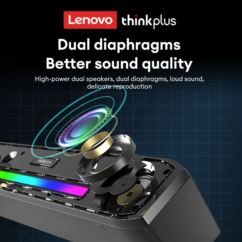 Altavoces Bluetooth originales Lenovo B02, sistema de sonido de cine en casa, barra de sonido inalámbrica, altavoz para PC, escritorio, portátil, caja de sonido - imagen 4