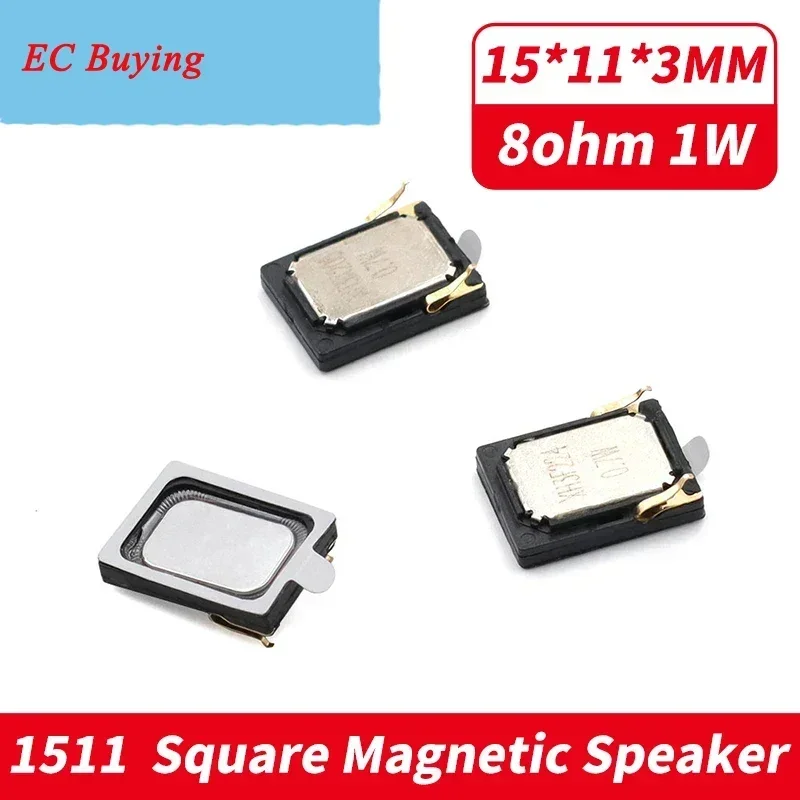 1 Uds 1511 1115 altavoz MP3 para teléfono altavoz de estaño rectángulo tableta 8 Ohm 1W 15*11*3MM para teléfono móvil