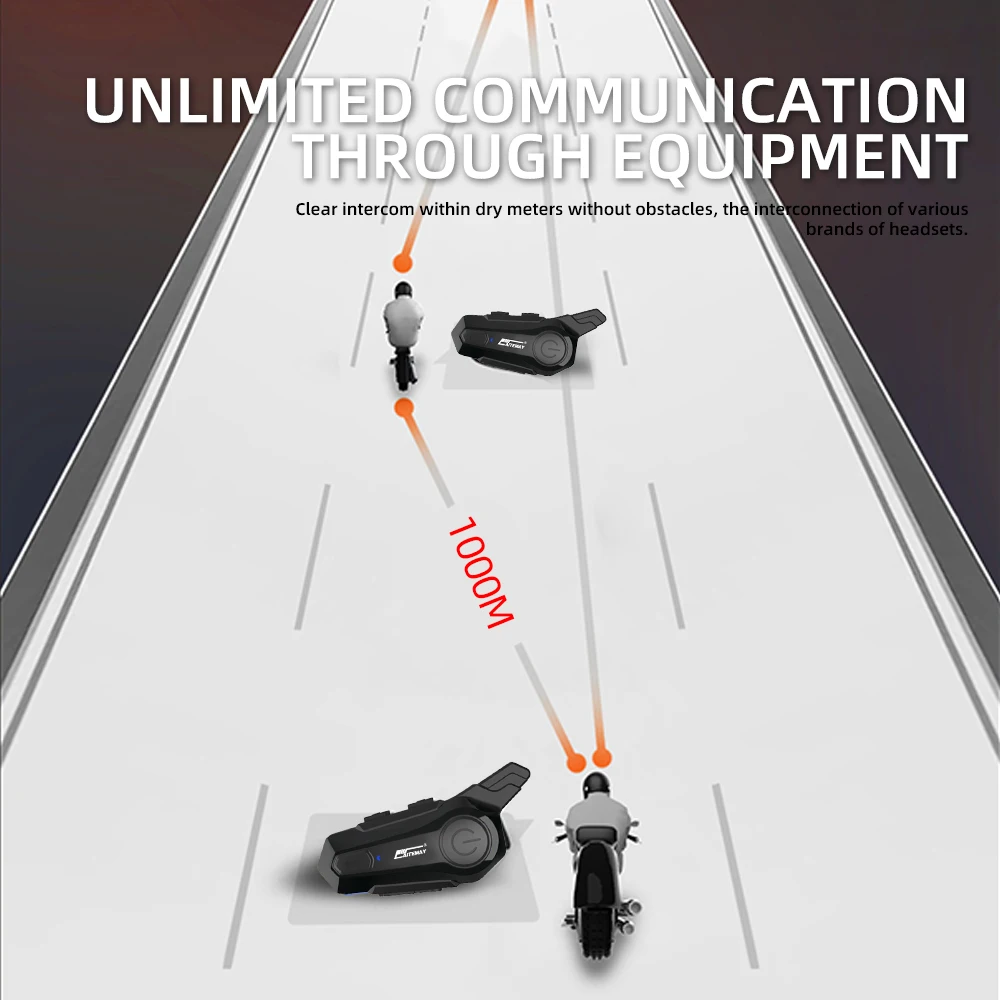 1/2 Uds Bluetooth casco de motocicleta intercomunicador auriculares para 2 conductor intercomunicador Moto interfono inalámbrico reducción de ruido - imagen 3