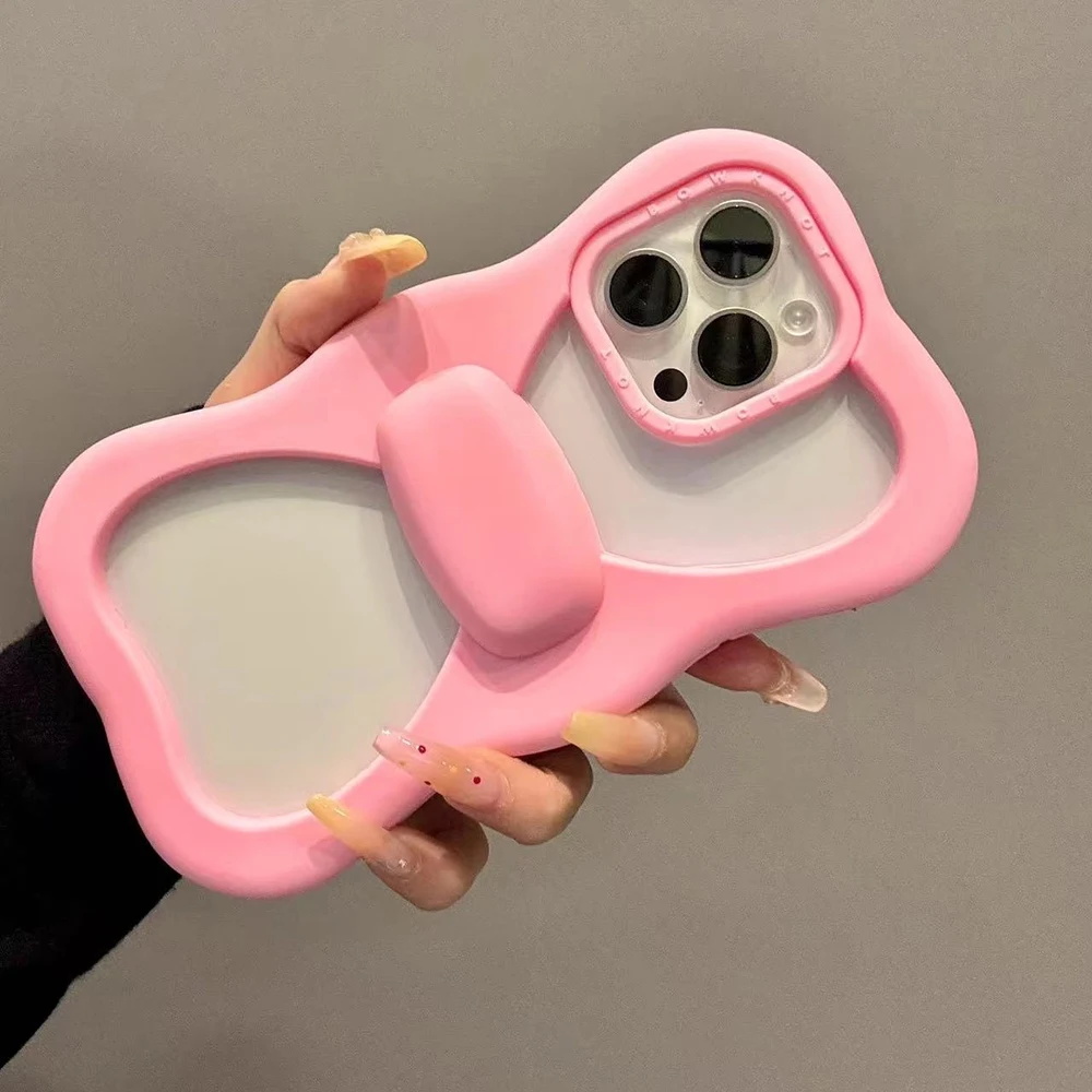 Bonita Funda de teléfono con lazo rosa para iPhone 16 15 14 13 Pro Max 15 plus, Funda suave de silicona anticaída a prueba de golpes - imagen 2
