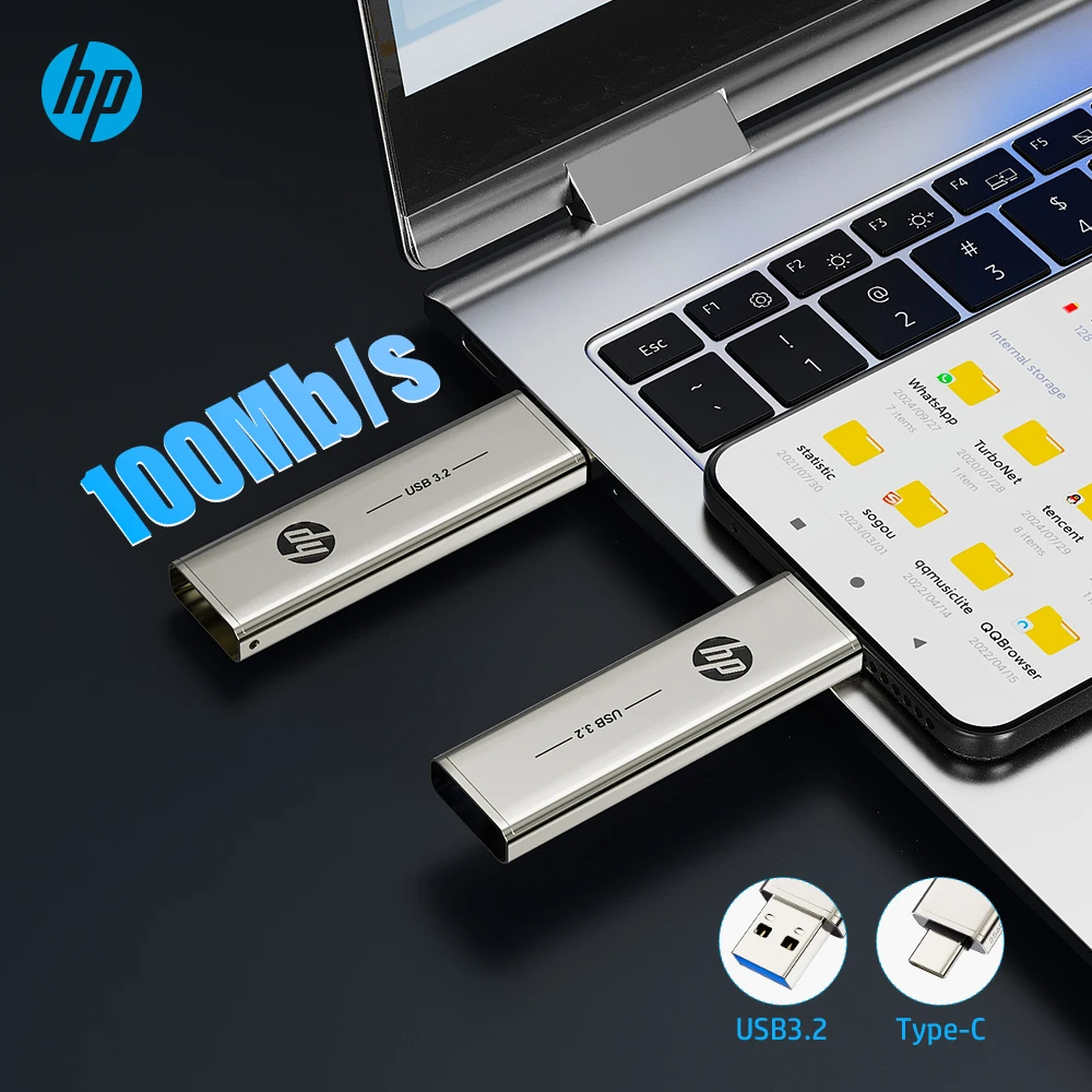 HP Original USB3.2 Type C Two in One Flash Drive 64GB 128GB 256GB for Computer Mobile Phone Dual Use USB Flash Drive - imagen 4