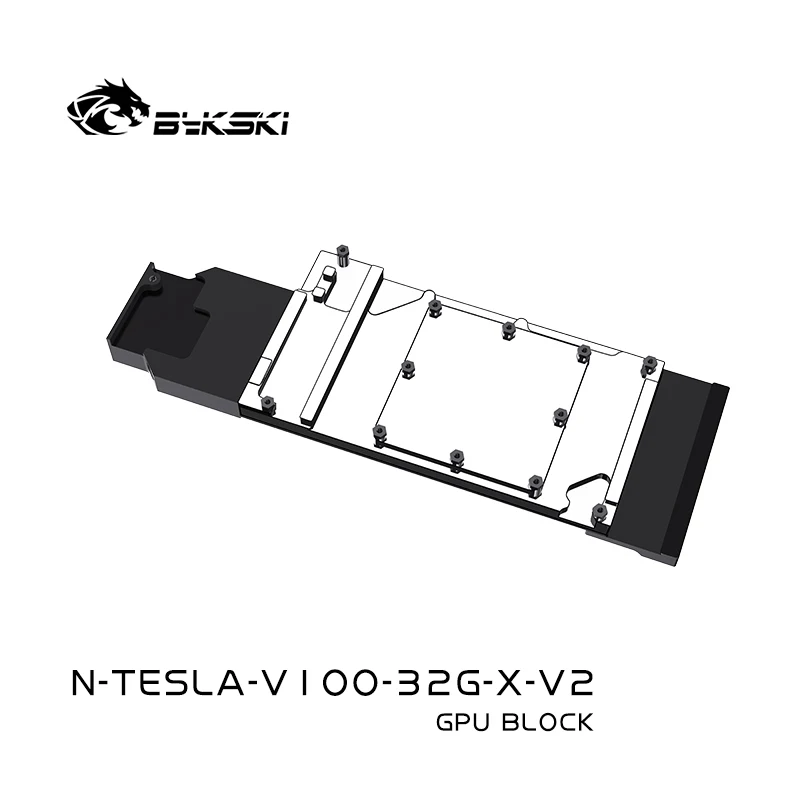 Bykski-bloque de agua GPU para NVIDIA TESLA V100-32G, tarjeta FHHL, radiador de refrigeración de cobre, N-TESLA-V100-32G-X-V2 - imagen 3