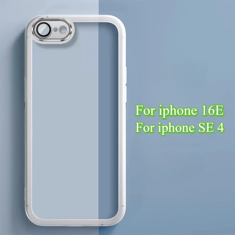Funda de teléfono con película de lente transparente para Iphone 16E 16 E, protección de cámara de silicona TPU transparente, cubierta mate para Iphone SE 4 5G SE4 - imagen 2
