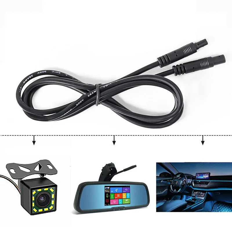 Cable macho a hembra para cámara de visión trasera de coche, Conector de extensión de 1m, 2m, 3m, 5 pines, Monitor HD, k