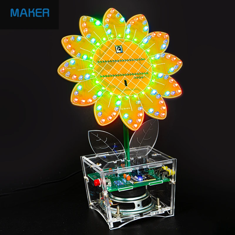 Kit LED de sonido Bluetooth de girasol, modo de animación, espectro de música, diversión creativa, piezas de producción electrónica DIY - imagen 3