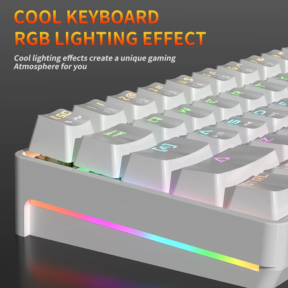 MUCAI MK61 USB Gaming Esports Teclado mecánico 61 teclas eje rojo Cable desmontable retroiluminación RGB intercambio en caliente - imagen 2