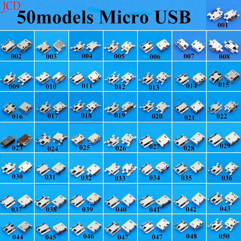 100 modelos conector Micro USB Mini Jack puerto de carga de energía reemplazo 5 pines 5 pines cola para Samsung Huawei Lenovo ZTE HTC - imagen 2
