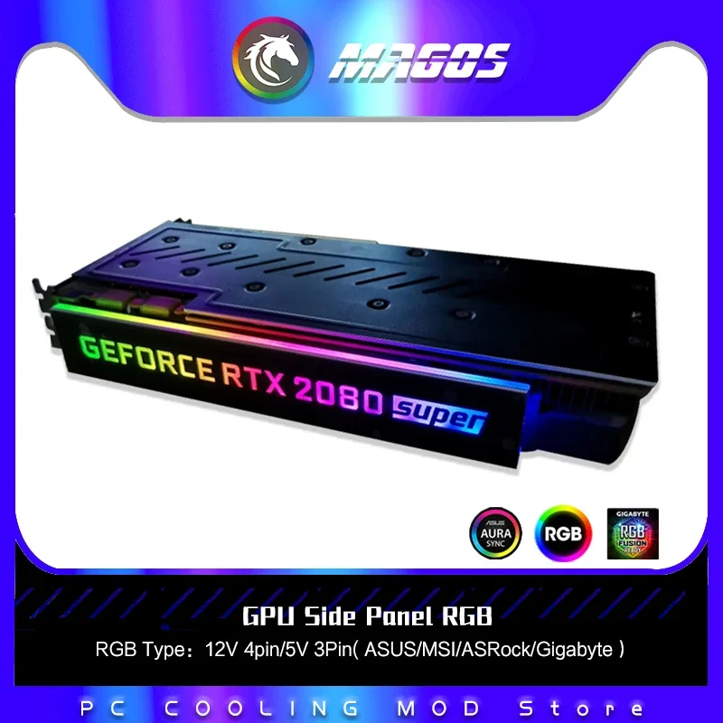 Personalizar ARGB VGA decoración tarjeta gráfica tablero emisor de luz lateral RGB GPU Panel lateral 5V3PIN/12V4PIN AURA tablero de iluminación