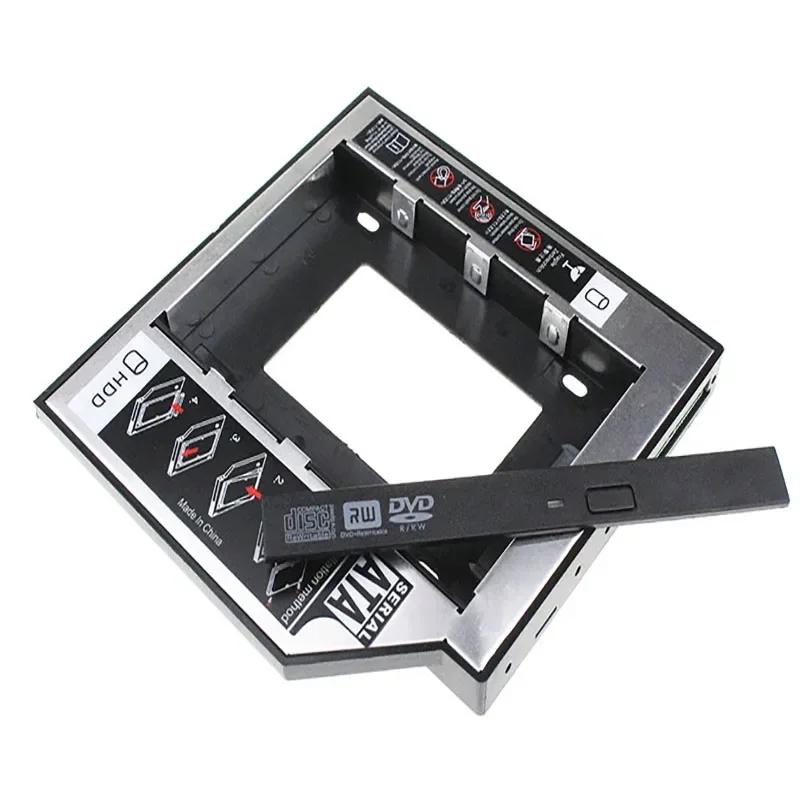 Bandeja de unidad óptica SATA para ordenador portátil de aluminio de 12,7mm, bahía de disco duro para carcasa de chasis HDD SSD de 2,5 "y 1TB + soporte LED SSD - imagen 4