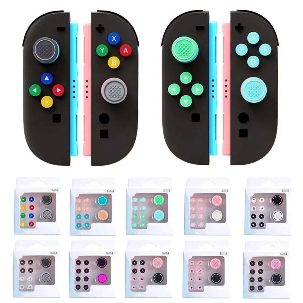 Tapa de botón de silicona para Nintendo Switch, tapas de empuñaduras de 2 botones, tapa de Joystick + juego de pegatinas de botón, accesorios para consola de juegos para Switch2 - imagen 5