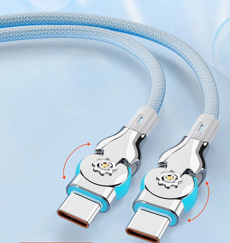 Trenzado 1m 2m 65W 6A USB rápido A tipo A a tipo C Micro carga súper rápida datos de rotación de codo de 180 grados Cable de 480Mbps para iPho - imagen 5