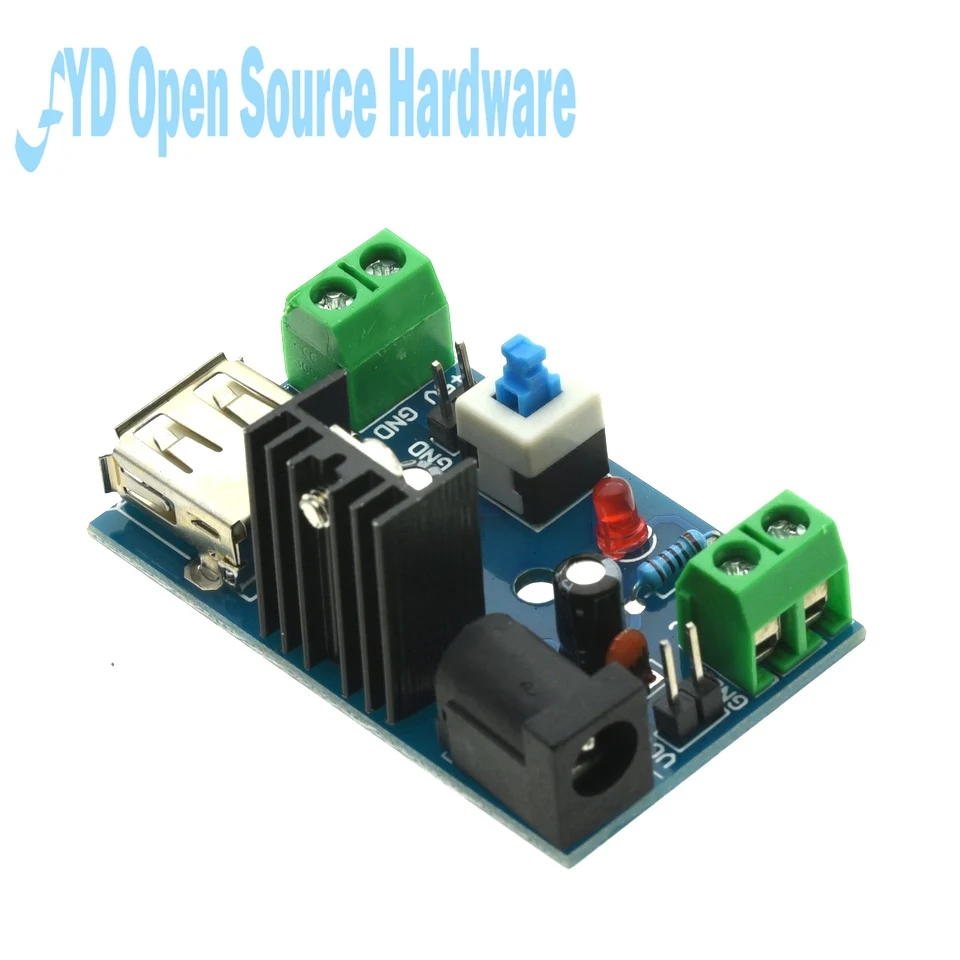 7-15V a 5V módulo de potencia 9V a 5V 12V a 5V L7805/L7812CV disipador de calor con interruptor - imagen 4