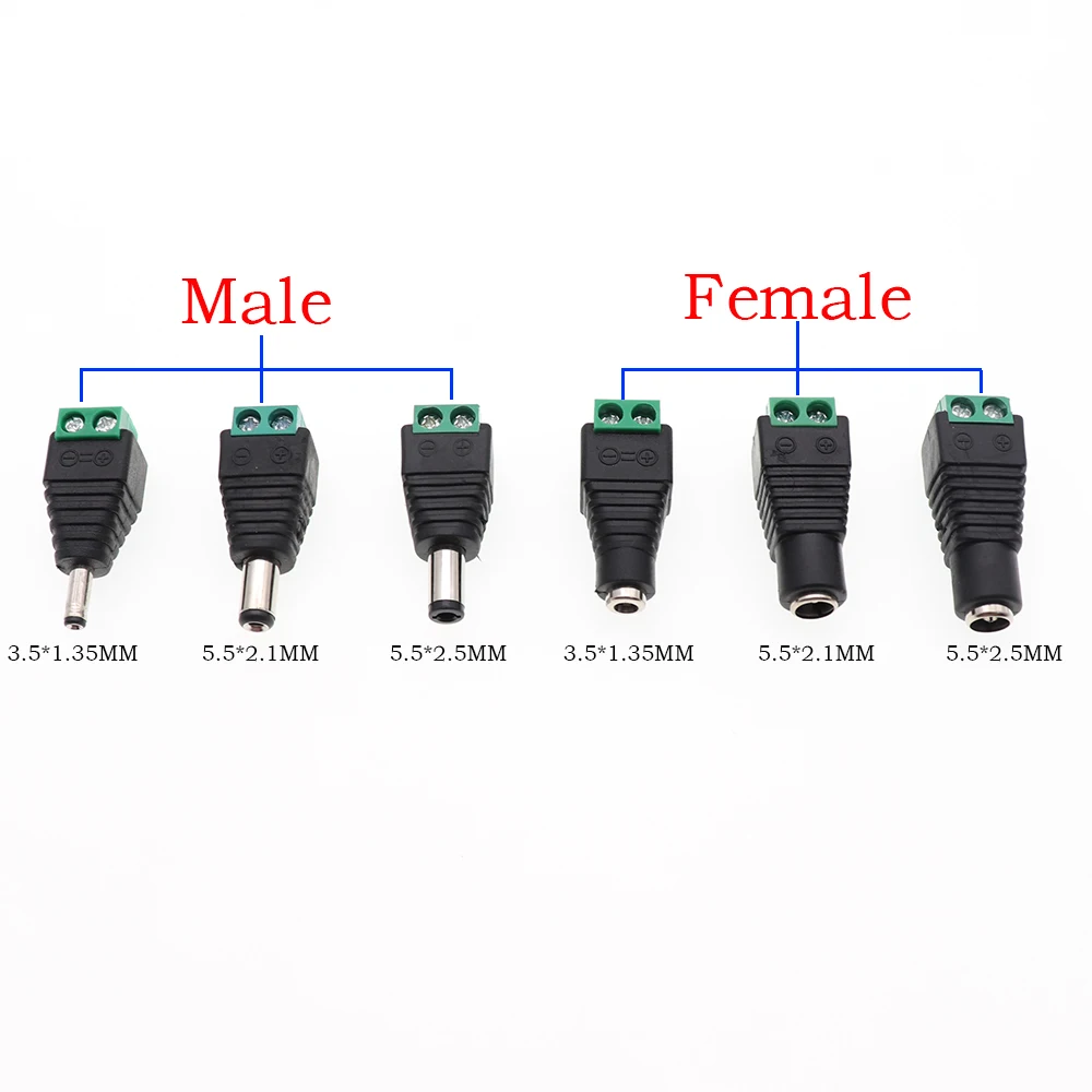 2-10 Uds 2,5mm * 5,5mm conector de alimentación CC 2,1mm * 5,5mm enchufe Jack macho hembra para Audio Video