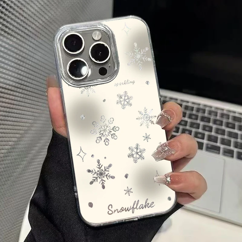 Funda de teléfono para Samsung Galaxy S25 S24 Ultra S23 S22 Plus S21 FE A26 A25 A24 A36 A56 A53 A55 cubierta con patrón de estrella y copo de nieve de invierno - imagen 4