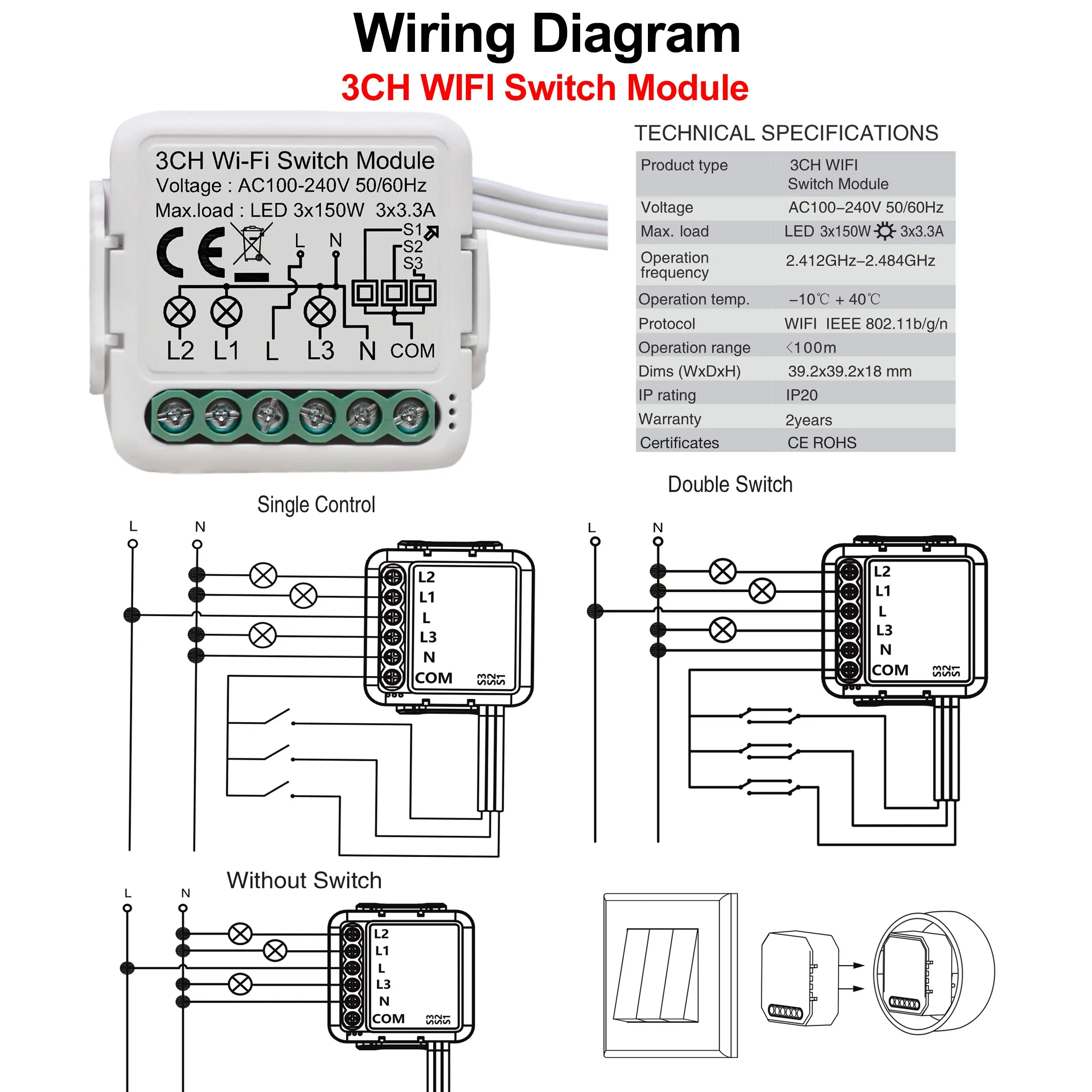 GIRIER Tuya Wifi módulo de interruptor de luz inteligente compatible con Control de vía aplicación remota Control DIY disyuntor 100-240V trabajo Alexa Google Home - imagen 5